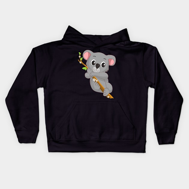 Koala Bear Hugging Tree Animal Kids Hoodie by TheBeardComic